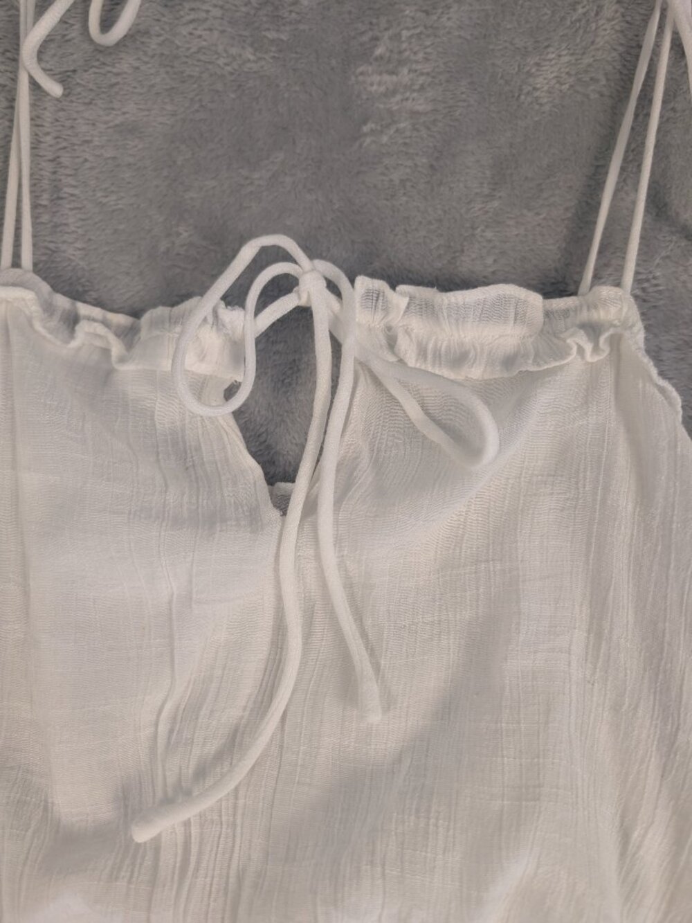 Petal and Pup White Tiered Ruffle Mini Dress XS Size 2 Tie Strap Boho Gauze Flow - Picture 4 of 8
